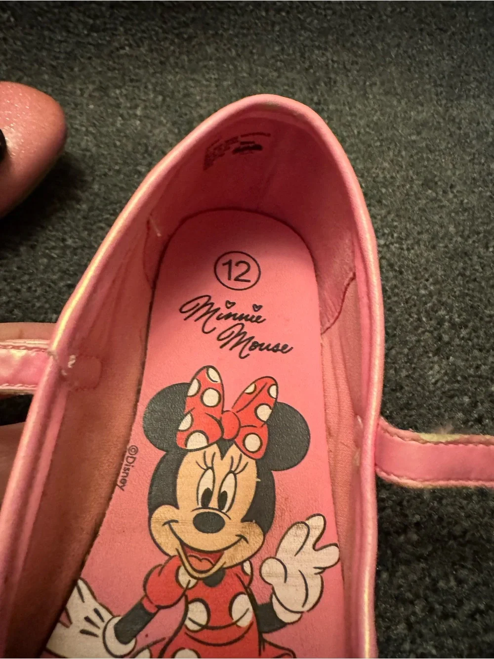 Disney Minnie Mouse Toddler Girls Pink Glitter Mary Jane Ballet Flats - Size 12